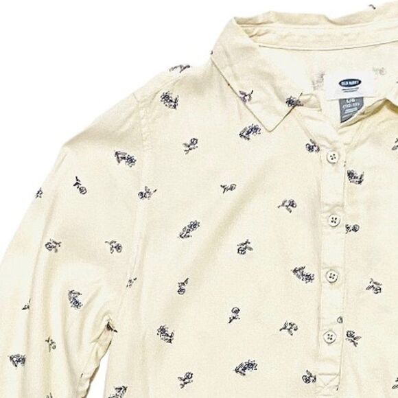 Cream Navy Floral Peplum Skirted Blouse - Picture 2 of 4